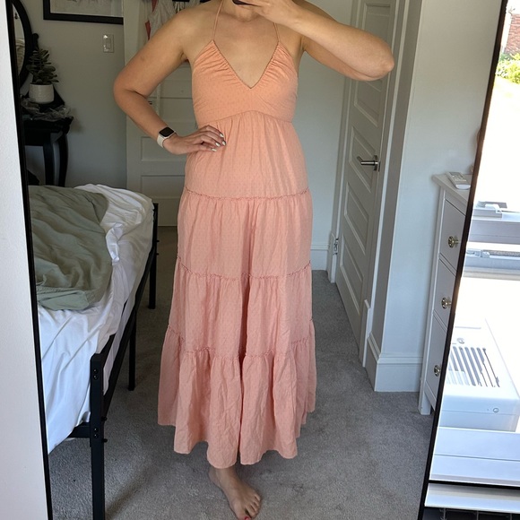 NWT Abercrombie coral Maxi Dress Small Tall - Picture 1 of 6
